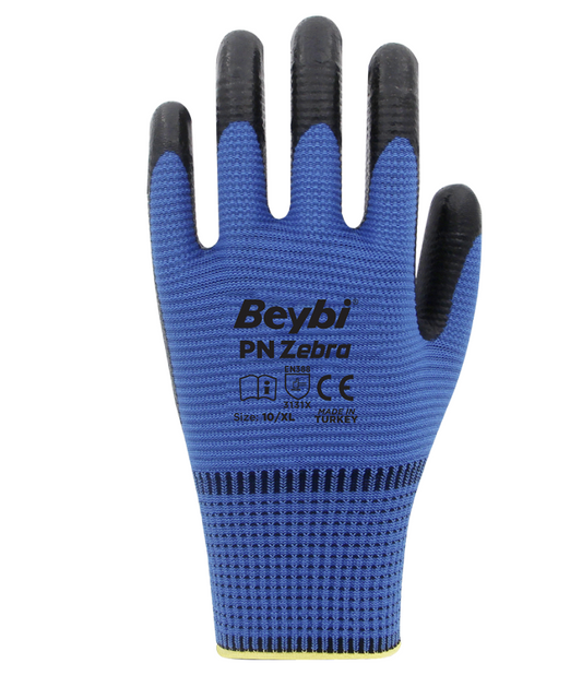 BEYBİ Pn Zebra Polyester Örme Nitril Eldiven